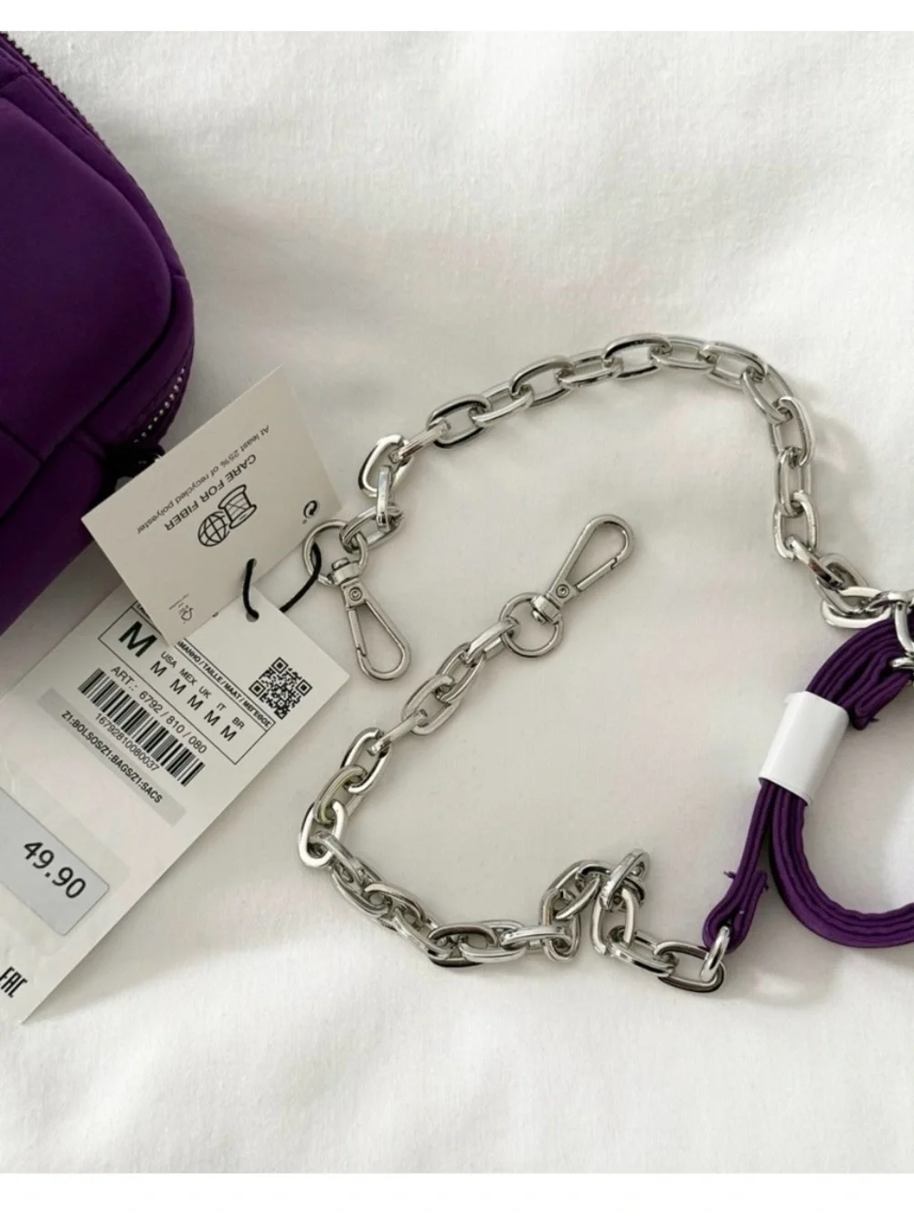 Zara Purple Mini Bag with crystals in the front.
